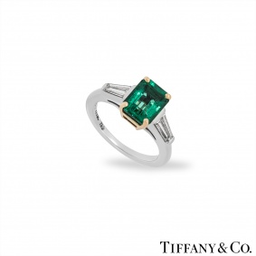 Tiffany & Co. Platinum Emerald & Diamond Ring 1.61ct
